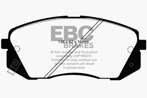 EBC 15+ Hyundai Sonata 1.6 Turbo (Elec Park Brake) Ultimax2 Front Brake Pads - UD1826