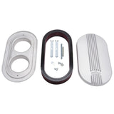 Edelbrock Air Cleaner Classic Series Oval Aluminum 17 5In X 9 35In X 4 45In Dual Carburetor - 41199