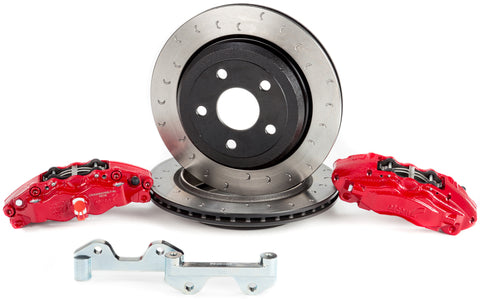 Alcon 2007+ Jeep JK-JL 330x22mm Rotors 4-Piston Red Calipers Rear Brake Kit (Includes Brake Lines) - BKR5059D12