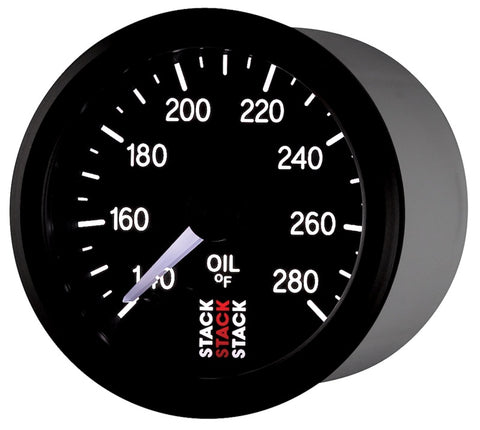 Autometer Stack 52mm 140-280 Deg F 1/8in NPTF Male Pro Stepper Motor Oil Temp Gauge - Black - ST3310
