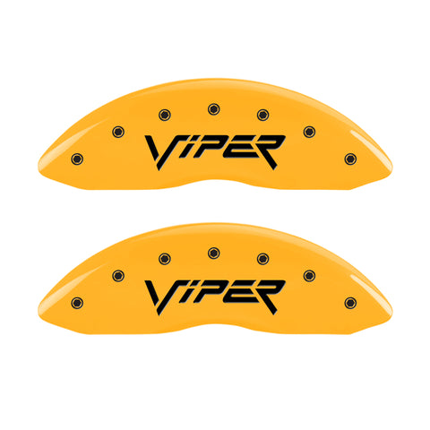 MGP 4 Caliper Covers Engraved Front & Rear Gen 2/Viper Yellow Finish Black Ch - 12203SVIPYL