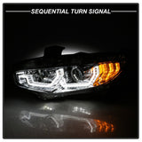 Spyder 16-18 Honda Civic 4Dr w/LED Seq Turn Sig Lights Proj Headlight - Chrome - PRO-YD-HC16-SEQ-C - 5086082