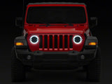 Raxiom 18-23 Jeep Wrangler JL Axial Series 9-In LED Angel Eye Headlights- Blk Housing (Clear Lens) - J167045