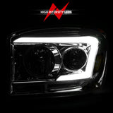 ANZO 06-09 Dodge RAM 1500/2500/3500 Headlights Chrome Housing/Clear Lens (w/ Light Bars) - 111525