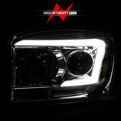 ANZO 06-09 Dodge RAM 1500/2500/3500 Headlights Chrome Housing/Clear Lens (w/ Light Bars) - 111525