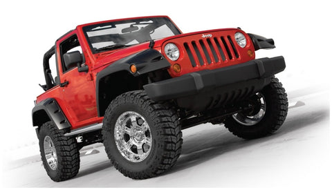 Bushwacker 07-18 Jeep Wrangler Max Pocket Style Flares 2pc Extended Coverage - Black - 10045-02