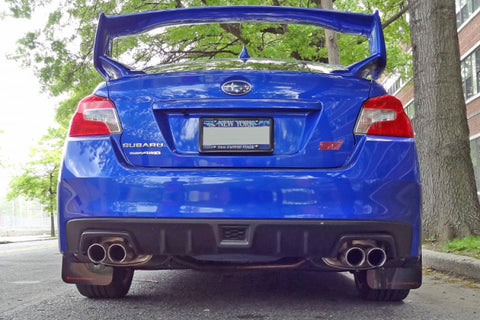 Rally Armor 15-21 Subaru WRX/STI (Sedan ONLY) Black UR Mud Flap w/ White Logo - MF32-UR-BLK/WH