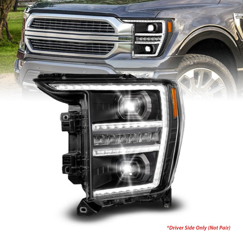 ANZO 21-23 Ford F150 LED Projector Headlight w/Switchback+Sequential - Black (Driver Side Only) - 111594-L