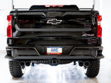 AWE Tuning 22-23 GMC Sierra 1500 AT4X 6.2L 0FG Catback Split Dual (Flat Bumper) - Chrome Silver Tips - 3015-42284