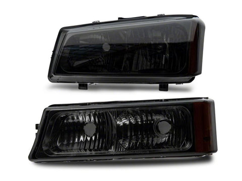 Raxiom 03-06 Chevrolet Silverado 1500 Axial OEM Style Rep Headlights- Chrome Housing- Smoked Lens - S122321