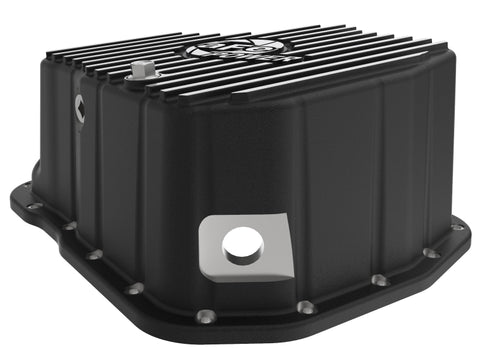 aFe 011-16 GM Diesel Trucks V8-6.6L LML Engine Oil Pan Black POWER Pro Series w/ Machined Fins - 46-71080B