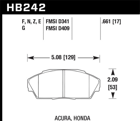 Hawk 86-01 Acura (Various) / 88-93 Honda (Various) DTC-60 Race Front Brake Pads - HB242G.661