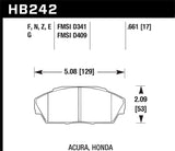 Hawk 92-93 Honda Civic EX 1.6L / Acura Integra GS/LS/RS 1.8L HPS 5.0 Street Brake Pads - Front - HB242B.661