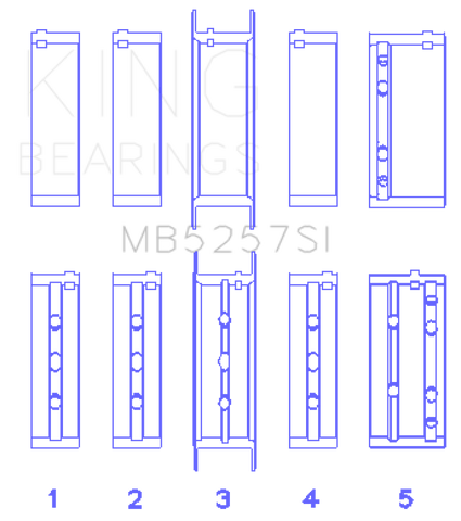 King General Motors 379 V8 OHV (Size .026) Crankshaft Main Bearings (Set of 5) - MB5257SI.026