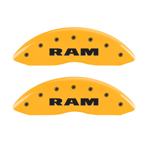MGP 4 Caliper Covers Engraved Front & Rear RAM Yellow finish black ch - 55001SRAMYL