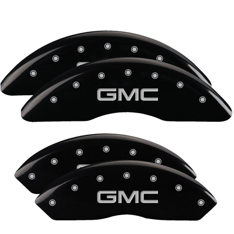 MGP 4 Caliper Covers Engraved Front & Rear Denali Black finish silver ch - 34006SDNLBK