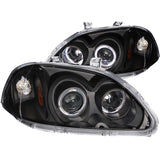 ANZO 1996-1998 Honda Civic Projector Headlights w/ Halo Black - 121068