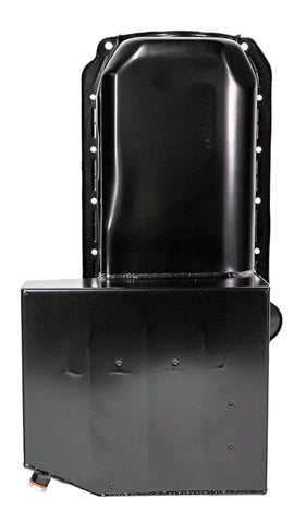 Moroso Pre-85 Chevrolet Small Block (w/Passenger Side Dipstick) Wet Sump 7qt 8in Steel Oil Pan - Blk - 21308