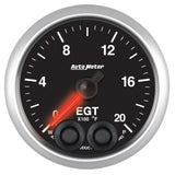 Autometer Elite 52mm 0-2000 Deg F Full Sweep Electronic Exhaust Gas Temperature Gauge - 5645
