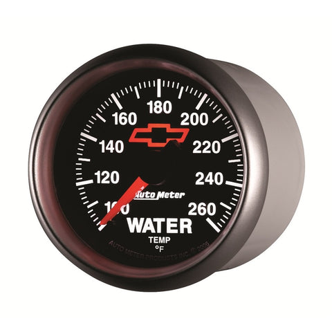 AutoMeter Gauge Water Temp 2-1/16in. 100-260 Deg. F Digital Stepper Motor Chevy Red Bowtie Black - 3655-00406