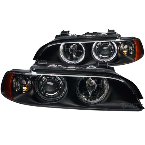 ANZO 1997-2001 BMW 5 Series Projector Headlights w/ Halo Black - 121017