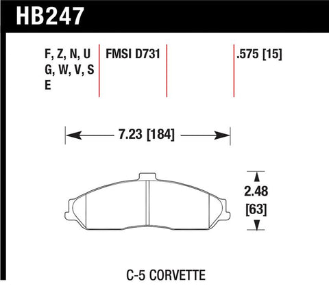Hawk 97-06 Corvette (incl C5 Z06) HPS Street Front Brake Pads - HB247F.575