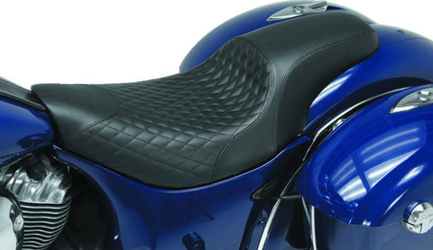 Mustang 14-21 Indian Chieftain,Chief,Dk Horse,Master,Indian Tripper 1PC Seat w/Diam Stitch - Black - 76308