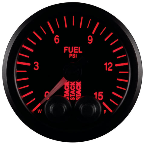 Autometer Stack 52mm 0-15 PSI 1/8in NPTF Male Pro-Control Fuel Pressure Gauge - Black - ST3504