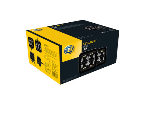 Hella Universal Black Magic 3.2in L.E.D. Cube Kit - Flood Beam (Long Range) - 358176821