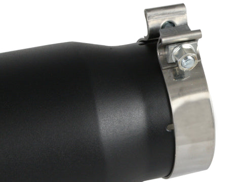 aFe Power Diesel Exhaust Tip Black- 4 in In x 5 out X 12 in Long Bolt On (Right) - 49T40501-B12