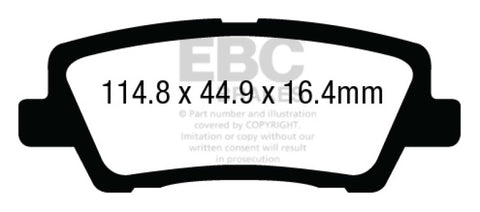 EBC 12+ Cadillac ATS 2.0 Turbo Yellowstuff Rear Brake Pads - DP43012R