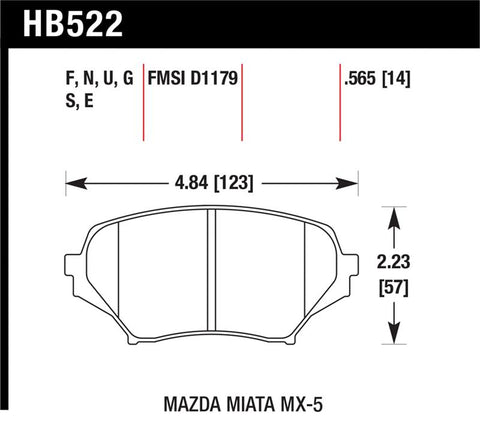 Hawk 06-10 Mazda Miata Mx-5 Base Blue 9012 Race Front Brake Pads - HB522E.565