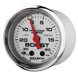 Autometer Marine Chrome Ultra-Lite 2-1/16in 0-30 HG / 0-20 PSI Vacuum / Boost Gauge - 200774-35