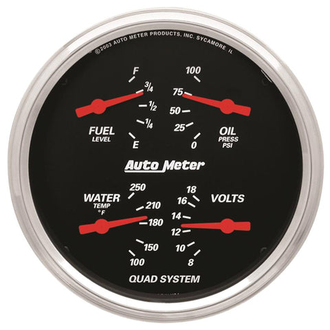 AutoMeter Gauge Quad 5in. 0 Ohm(e) to 90 Ohm(f)Elec Designer Black - 1419