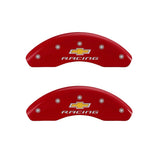 MGP Front set 2 Caliper Covers Engraved Front Chevy racing Red finish silver ch - 14012FBRCRD