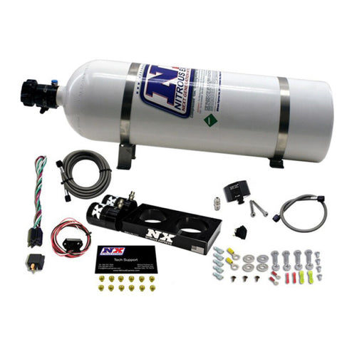 Nitrous Express 05-10 Ford Mustang 4.6L 3 Valve Nitrous Plate Kit (50-150HP) w/15lb Bottle - 20947-15