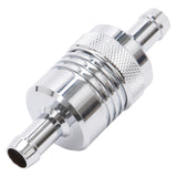 Edelbrock Fuel Filter Aluminum 3In X 01/ 1/8In 3/8In Inlet/Outlet Chrome - 8136