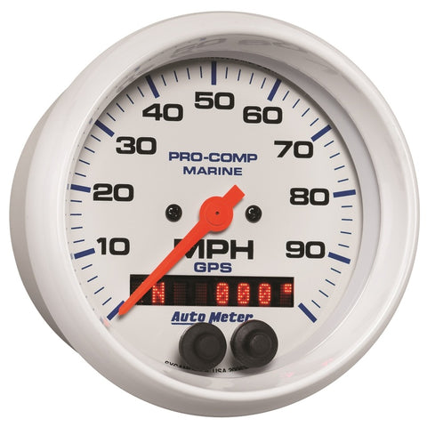 Autometer Gauge GPS Speedometer 3-3/8in 100 MPH Marine White Gauge - 200636