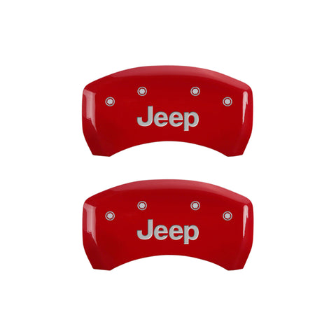 MGP 4 Caliper Covers Engraved Front & Rear JEEP Red finish silver ch - 42016SJEPRD