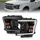 ANZO 2018-2019 Ford F-150 Projector Plank Style H.L. Black Amber (Without Switchback) - 111467