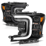 Anzo 18-20 Ford F-150 Full Led Projector Smoke Bar Style Headlights Black Amber - 111520