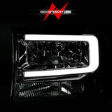 ANZO 99-04 Ford F250/F350/F450/Excursion (excl. 99) Crystal Headlights - w/ Light Bar Chrome Housing - 111550