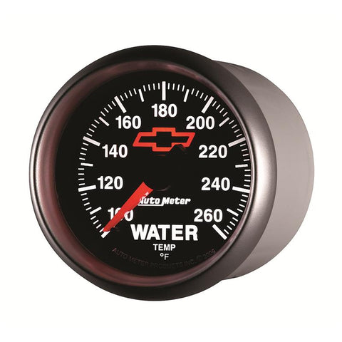 AutoMeter Gauge Water Temp 2-1/16in. 100-260 Deg. F Digital Stepper Motor Chevy Red Bowtie Black - 3655-00406