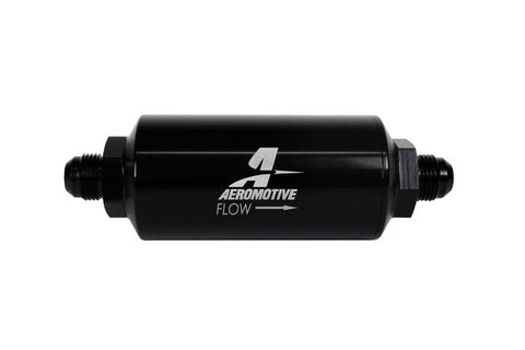 Aeromotive In-Line Filter - (AN -8 Male) 40 Micron Stainless Mesh Element Bright Dip Black Finish - 12378