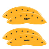 MGP 4 Caliper Covers Engraved Front & Rear SPORT Yellow finish black ch - 10119SSPOYL
