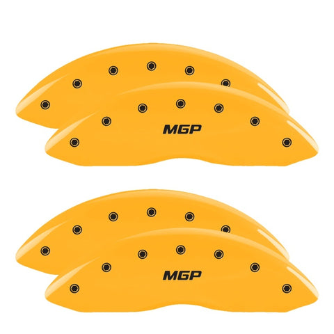MGP 4 Caliper Covers Engraved Front & Rear SPORT Yellow finish black ch - 10119SSPOYL