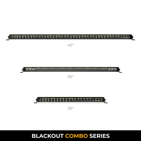 Go Rhino Xplor Blackout Combo Series Sgl Row LED Light Bar w/Amber (Side/Track Mount) 20.5in. - Blk - 751052012CSS
