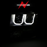 ANZO 2009-2014 Ford F-150 Projector Headlights w/ U-Bar Black Amber (HID TYPE) (WITHOUT HID KIT) - 111351