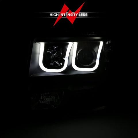 ANZO 2009-2014 Ford F-150 Projector Headlights w/ U-Bar Black Amber (HID TYPE) (WITHOUT HID KIT) - 111351