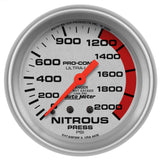 AutoMeter Gauge Nitrous Pressure 2-5/8in. 2000PSI Mechanical Ultra-Lite - 4428